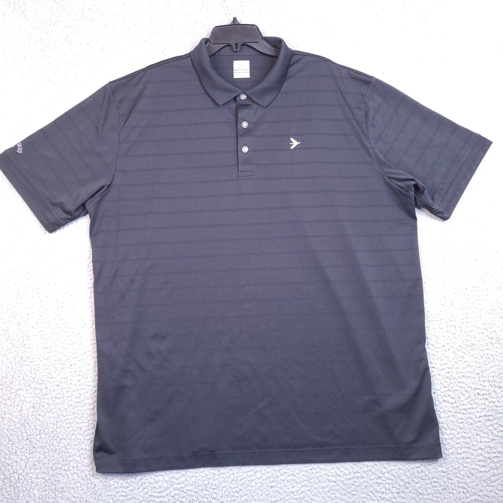 Callaway Golf Polo‎ Shirt Opti-Dri Mens XXL Black Striped Short Sleeve Vented